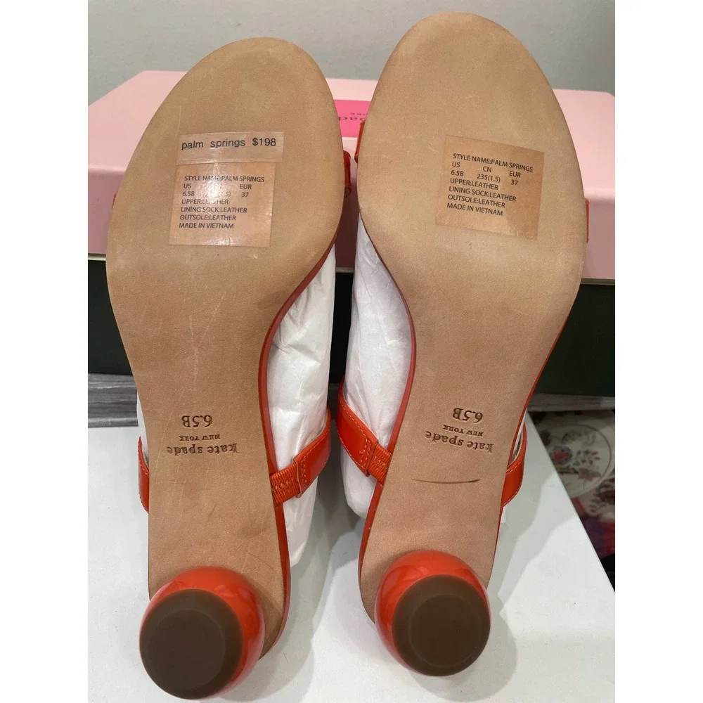 Kate‎ Spade Palm Springs Dried Apricot Patent Leather Ball Heel Sandals 6.5B